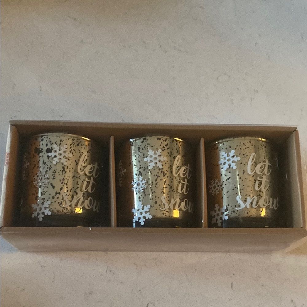 Gold Snowflake‎ Candle Holders Set of 3